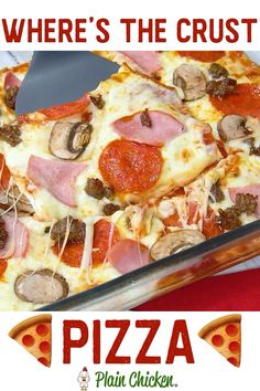 Where's The Crust Pizza - pizza crust made with cream cheese, eggs, garlic and parmesan cheese - no gluten! Top with favorite sauce and toppings. SOOOO good! We love to make this for our weekly pizza night! #lowcarb #keto #glutenfree #pizza
